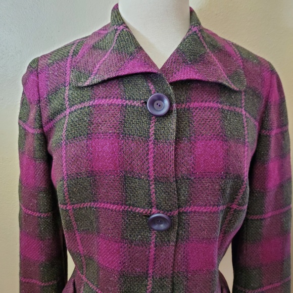 Thalhimer's Vintage Purple Plaid Blazer Jacket - Picture 2 of 8